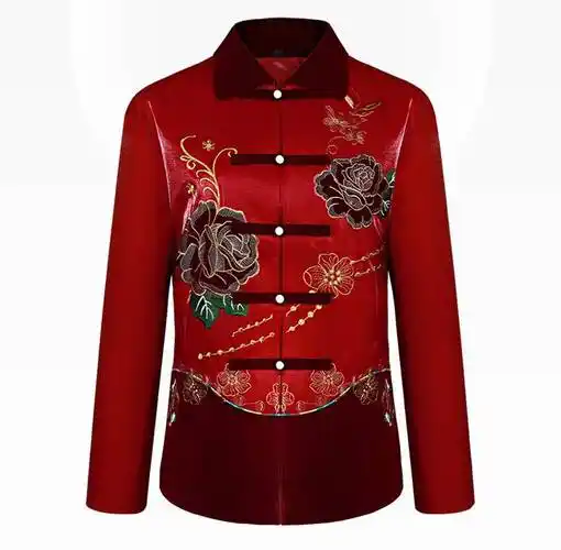 天福寿园寿衣女套七件套老人殡葬用品棉冲喜寿衣有凤来仪红色