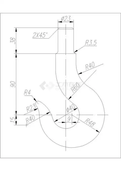 某起重钩cad平面构造设计图