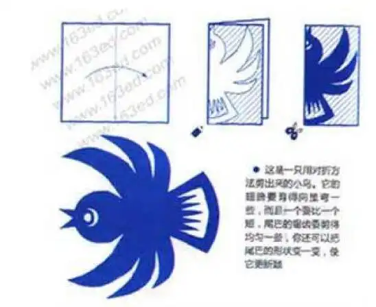 小鸟半边图案画法步骤 小鸟剪纸手工步骤教程- 儿童手工- 杨二嫂网
