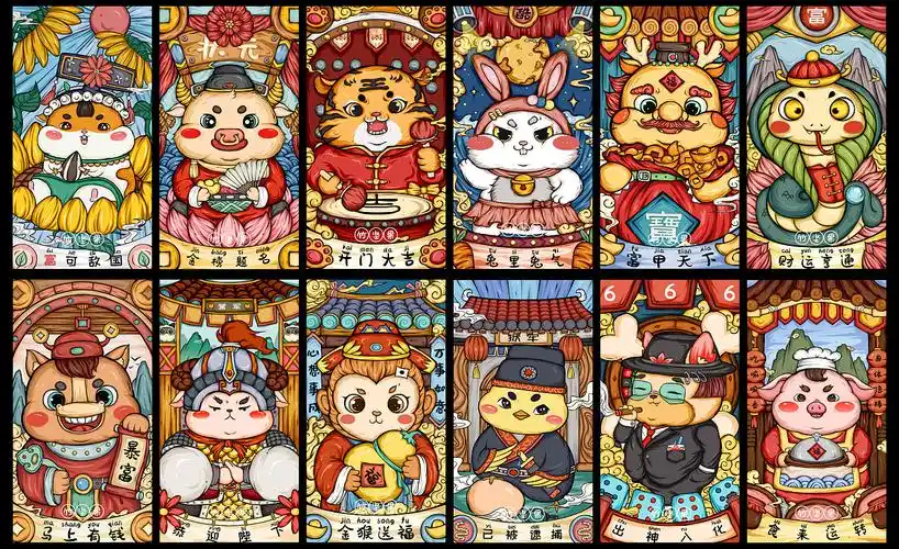 十二生肖国潮插画