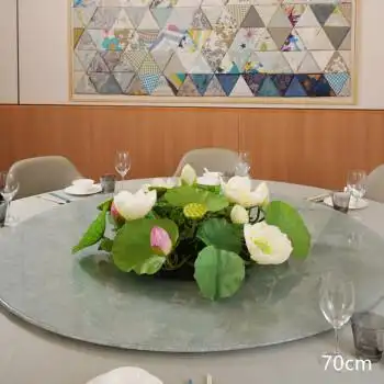 大圆桌装饰摆件创意餐桌花摆花装饰品高端中间转盘微景观荷花泰锦瑞