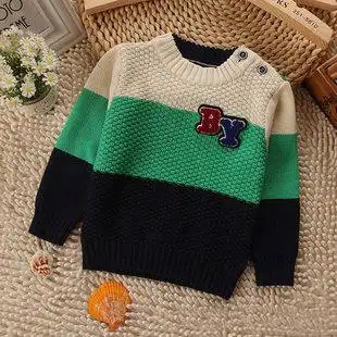 特价清仓男女童毛衣春秋款全棉套头拼色儿童宝宝带肩扣毛衣针织衫