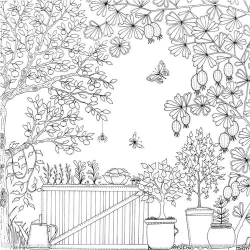 秘密花园黑白简笔画图片