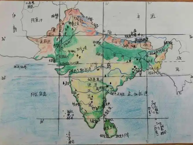 南亚地图绘画