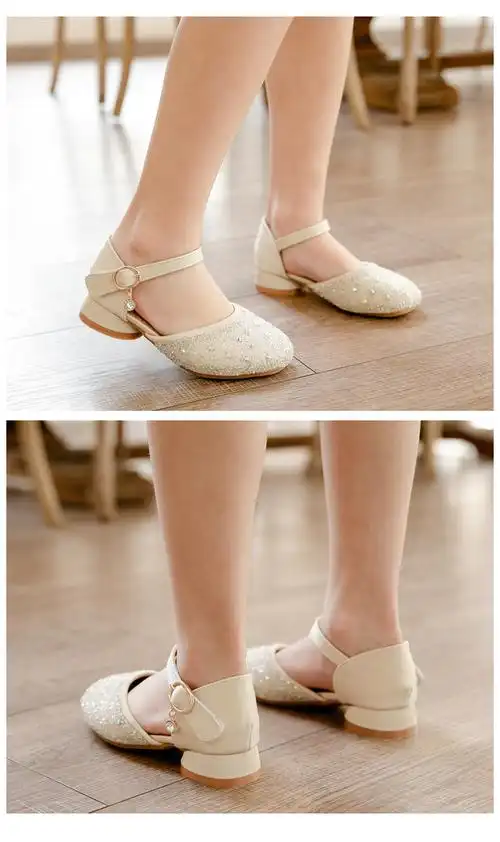 女童皮鞋高跟学生演出韩版小女孩儿童水晶舞蹈童鞋搭配礼服公主鞋
