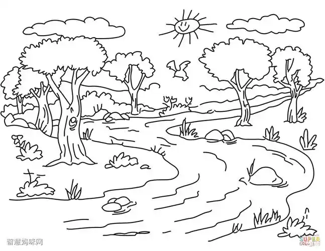 河流景观简笔画图片