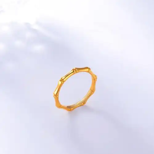 黄金戒指女款足金竹戒指年年高竹节黄金戒节节高送女友礼物