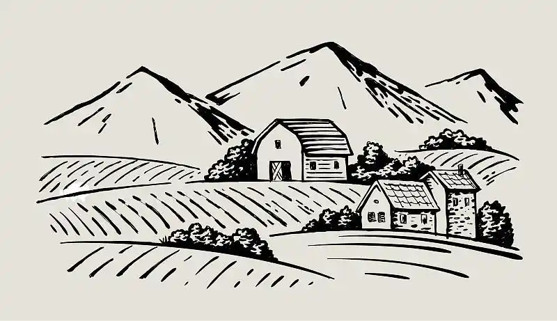 村庄简笔画图片大全