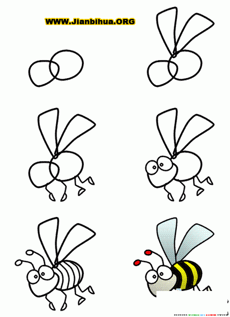 如何画卡通蜜蜂简笔画图片教程