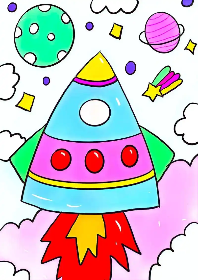 航天航空主题画.#可涂色素材 #可打印素材 #航天航空主题绘 - 抖音