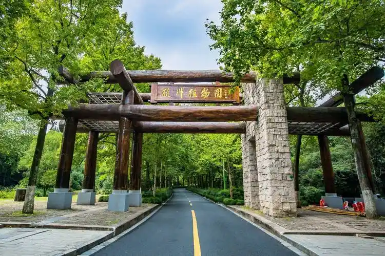 杭州植物园,园中粉墙黛瓦,小桥流水,秋天层林尽染美如画_建筑_颜色