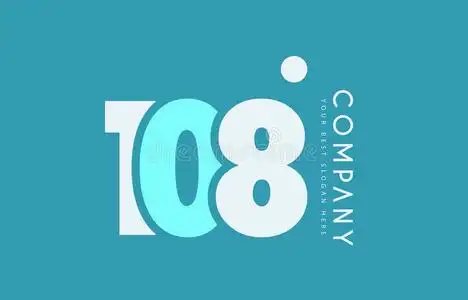 数字108蓝色白色的青色标识偶像设计照片