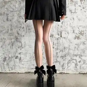 2021超薄新款直竖线蝴蝶结子女丝袜