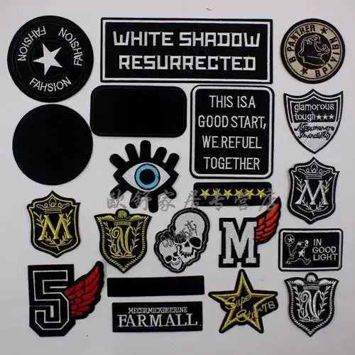 时尚大号徽章补丁贴布贴衣服裤子装饰修补破洞贴可熨烫刺绣贴花a组合3