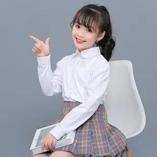 白衬衫 女童长袖 春秋儿童纯棉白色衬衣女秋款 小学生校服薄 2021新款