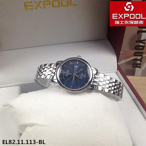 expool/依保路手表石英女表珍爱系列蓝色情侣表蓝宝石圆形8211113