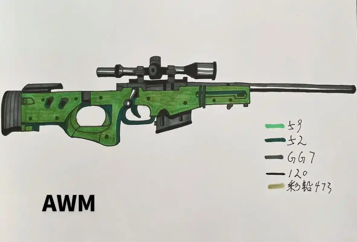 awm教程它来了!#简笔画 #画枪 #跟着抖音学画画 #图文 - 抖音