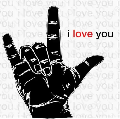 我爱你的手象征性姿态矢量插画平面广告素材免费下载
