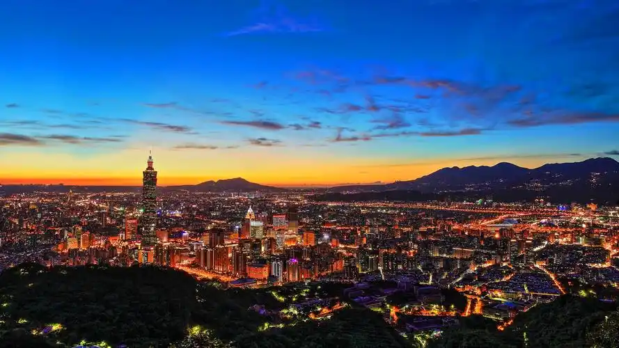 城市夜景,台北,台湾,建筑物,灯光 壁纸