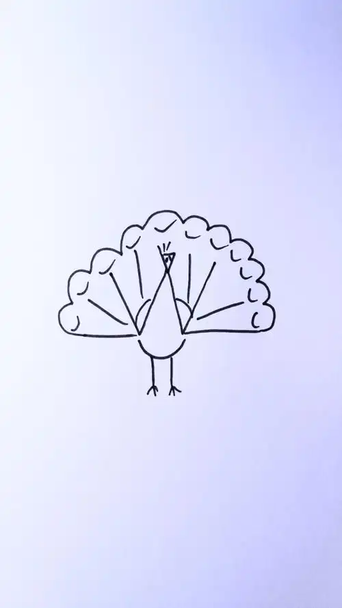 简笔画#一看就会的孔雀开屏简笔画!