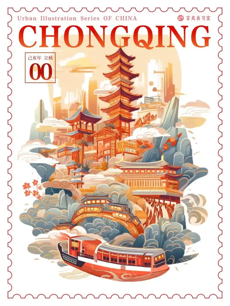 97美丽中国|ai插画·雾都山城|重庆.创作分享: 99提到 - 抖音