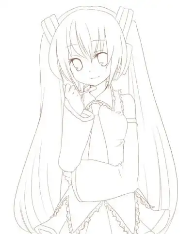 人物线稿黑白动漫素材手绘插画绘画