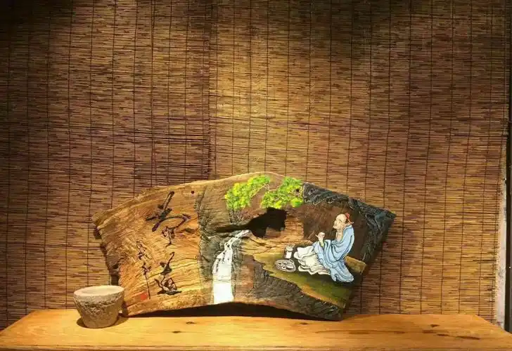 风化木板画人物禅意茶道手绘背景装饰画复古工艺挂画iclmvtfout全玫