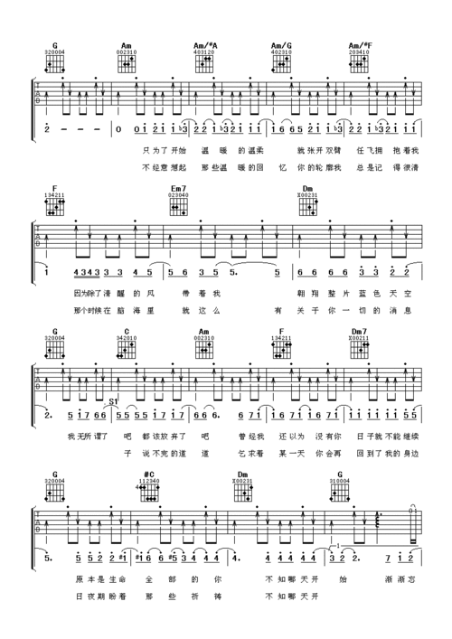 one day 安七炫 吴建豪 吉他谱 和弦谱