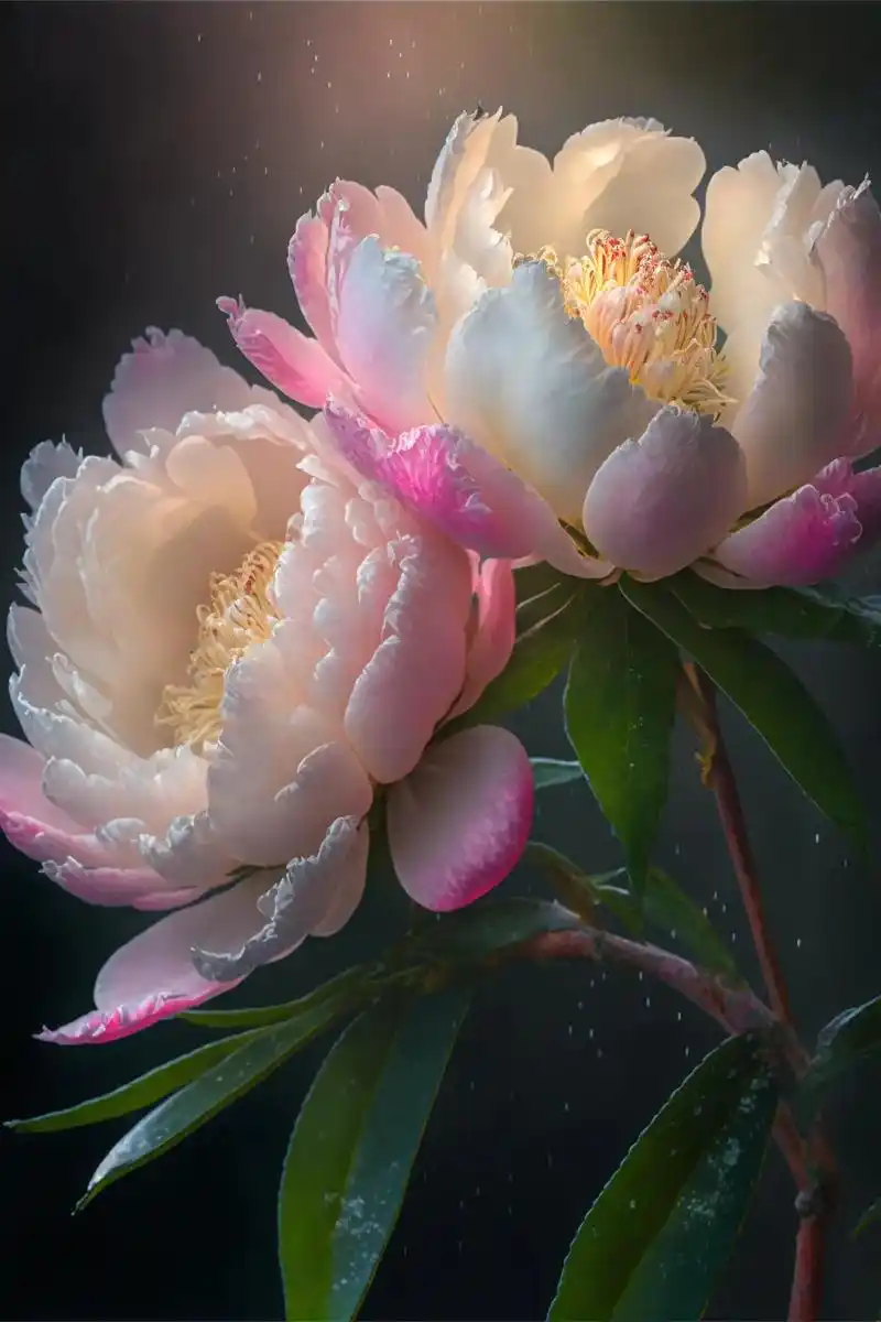 美丽的牡丹,花上有露水.#图文伙伴计划 #ai绘画 #满足你 - 抖音