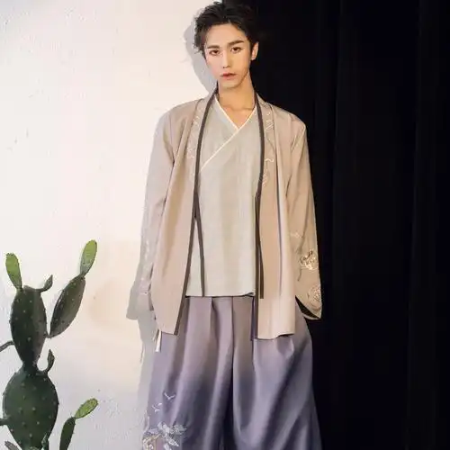 日常短跨长袴改良开衫女装男女常服一木汉风汉服