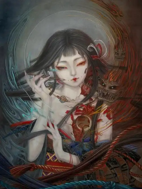 古风人物插画 冷色调