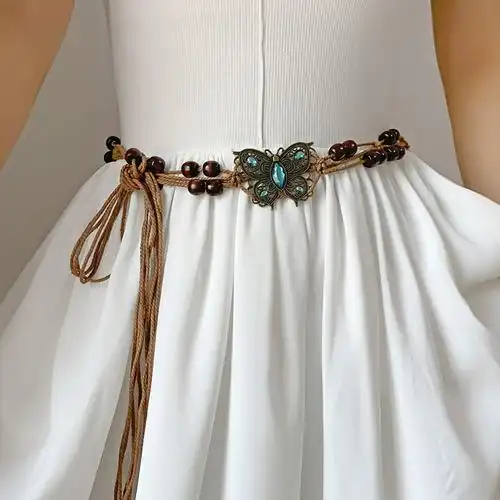 波西米亚民族风编织蝴蝶腰绳配配饰腰链装饰皮带腰带连衣裙子收腰