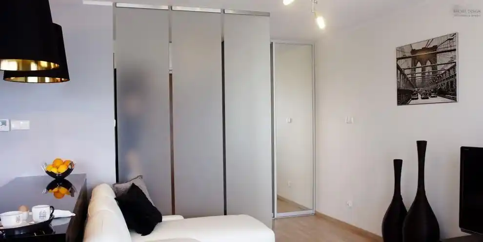 简约卧室衣柜磨砂玻璃推拉门装修效果图