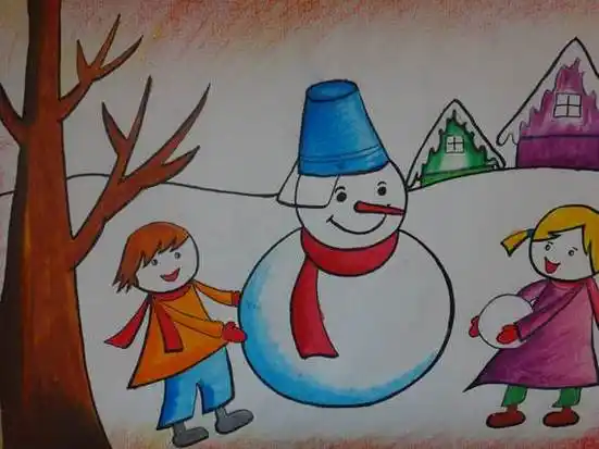 儿童画冬天的风景画 儿童画冬天的风景画简笔画