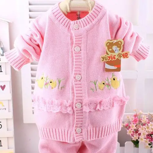 2014春秋新款 婴童毛衣针织衫 宇悦小鸡纯棉宝宝毛线衣套装 730