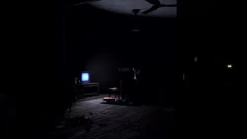 开着电视的黑暗房间