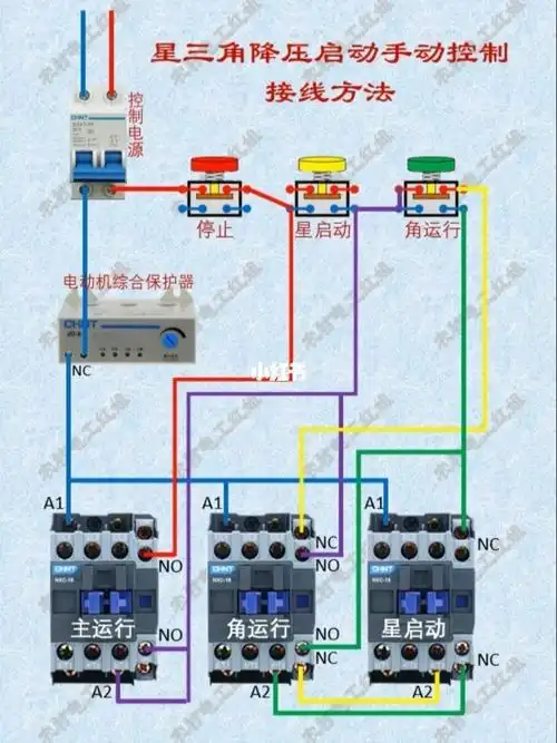 电动机星三角降压启动手动控制线路