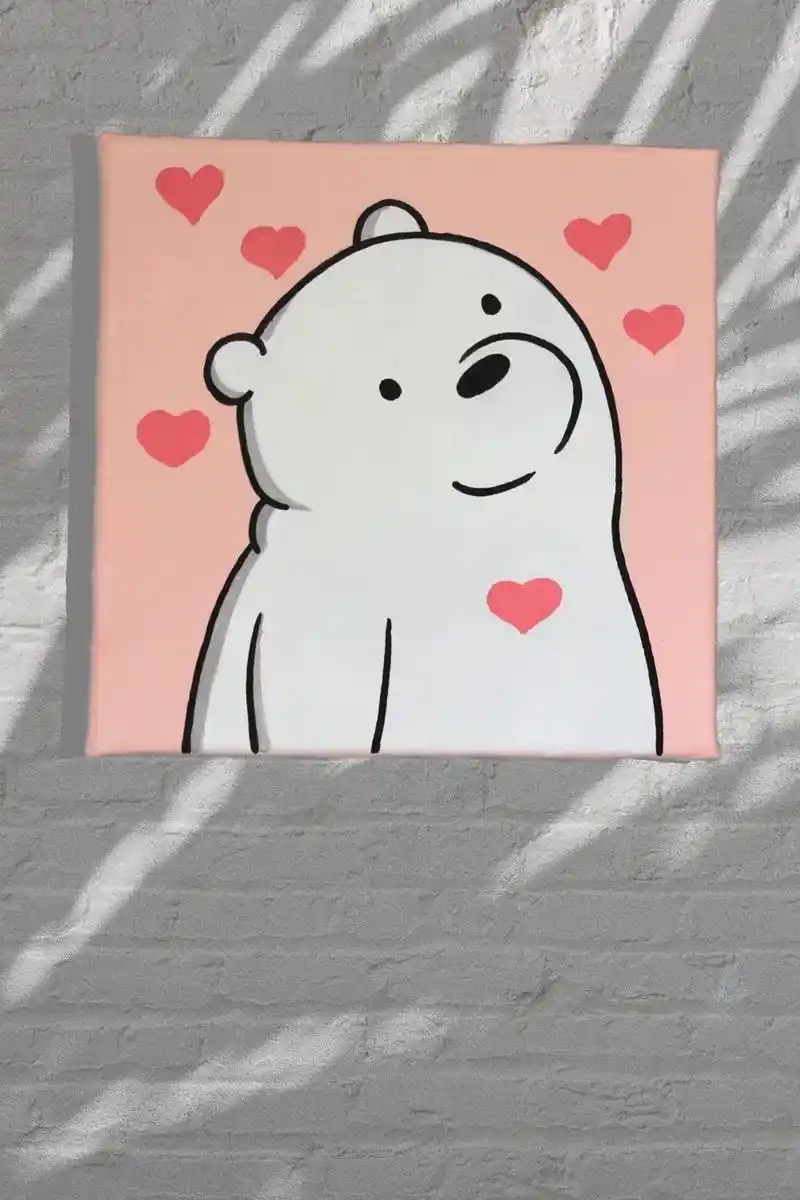 小白熊太可爱了,你觉得呢?#丙烯画 #一学就会系列 #装饰画 - 抖音