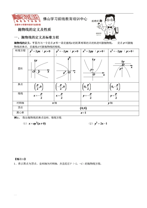 抛物线线抛物线的性质.doc