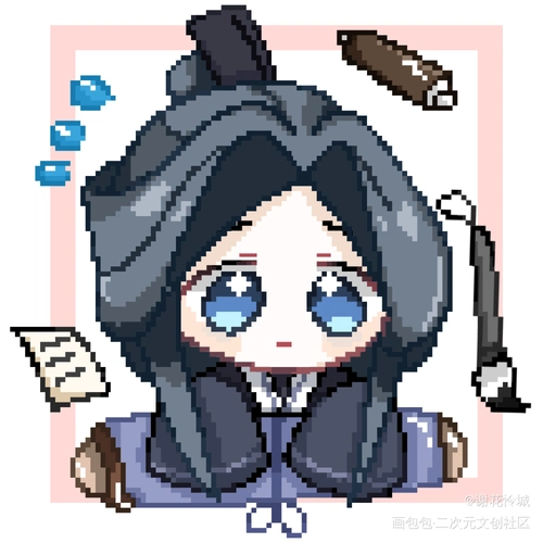 新年了,而灵文还在打工_天官赐福古风平涂q版指绘绘画作品