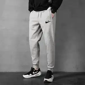 耐克凡圣休闲运动裤男士春秋款宽松束脚大码裤子纯棉针织灰色卫裤