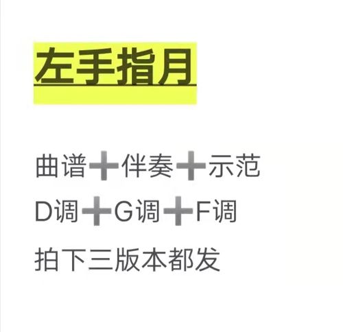 左手指月d调g调f调伴奏 示范 曲谱,初学古筝流行曲谱