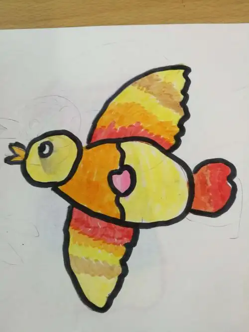 二年级学生画的鸟