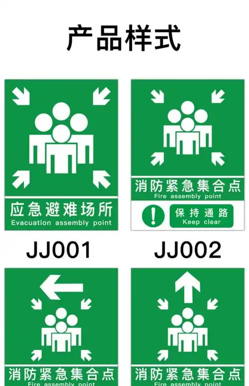 应急避难场所消防疏散提示牌紧急疏散集合点标识标志指示告知挂牌墙