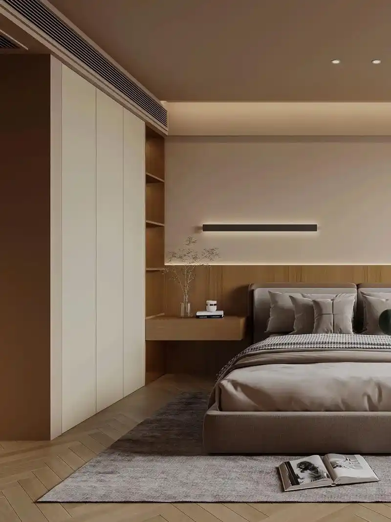 现代原木风卧室空间设计分享,简约温馨.#室内设计 #爱生活爱 - 抖音