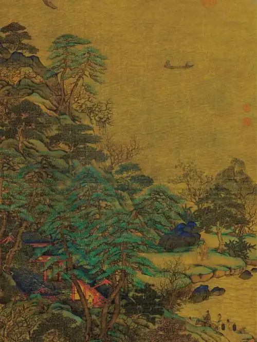 石渠宝笈李思训江帆楼阁图