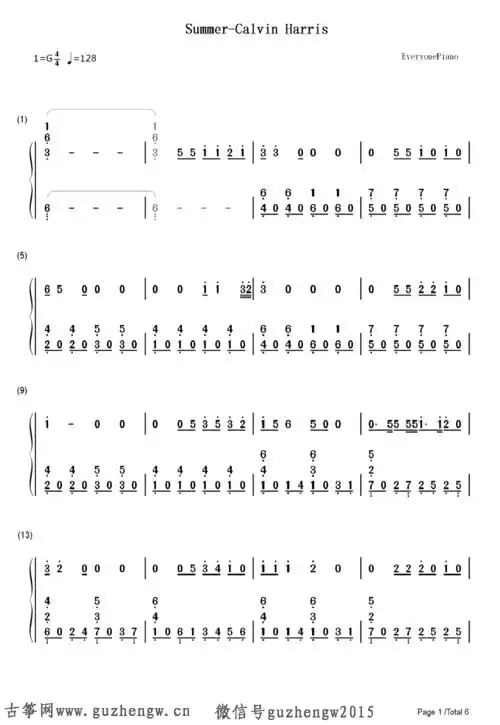 summercalvinharris简谱需改编