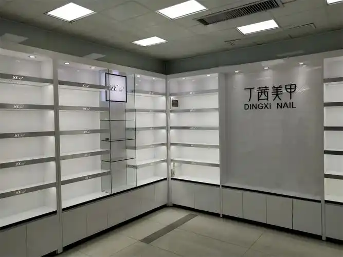 美容院化妆品展示柜 美甲店烤漆产品展柜背柜 品牌连锁店整店制作
