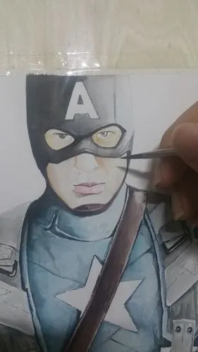 美国队长水彩画,附带过程