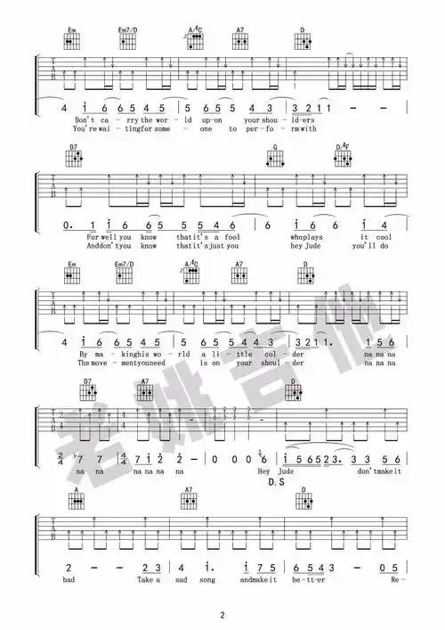 heyjude吉他谱吉他弹唱视频教学学吉他找女票